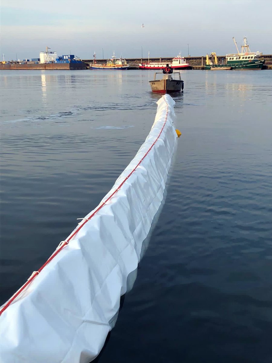 TheOceanCleanup's tweet photo. In preparation of launching our ocean cleanup System 002, we are finally back offshore on the North Sea to test the plastic retention system with our partner @Maersk / @MaerskSupply. https://t.co/iP4jLNSS14