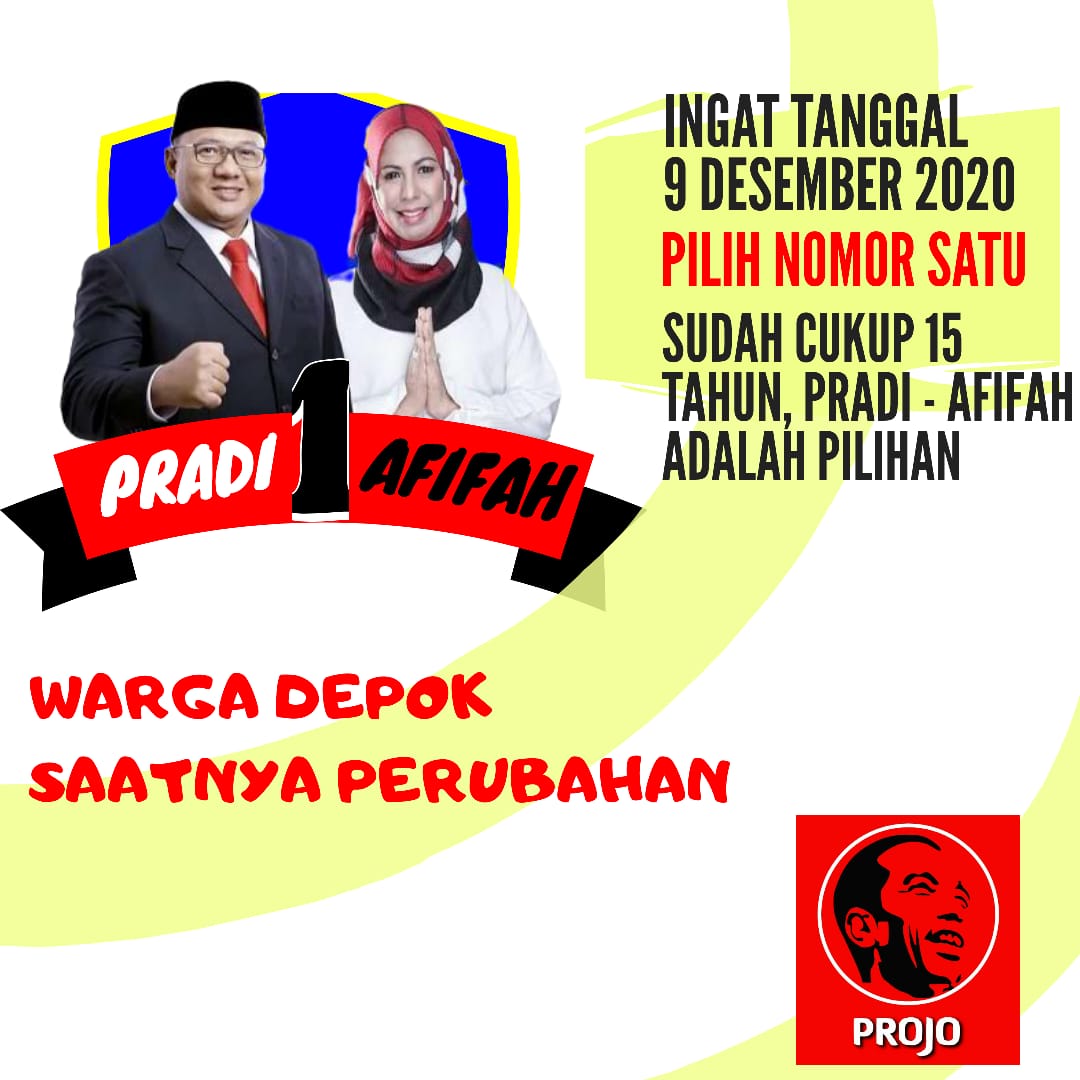 sempipel's tweet photo. Sudah saatnya Depok bangkit, Depok harus maju serta sejahtera. Pradi-Afifah hadir untuk masyarakat Kota Depok.
"Depok Butuh Pradi - Afifah"
#Projo
#depok
#gerakanperubahan
#benahidepok
#pradiafifah
@paltiwest3
@pradi_afifah
@azisDadun https://t.co/qyaQAVSHwS