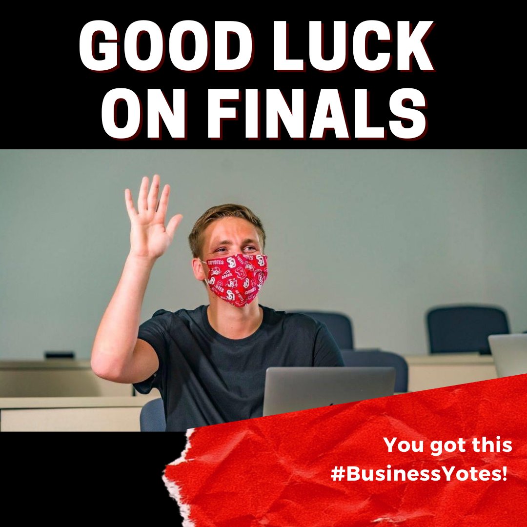 Good luck on finals #BusinessYotes! Remember that all the professors and faculty believe in YOU. Give it your all!