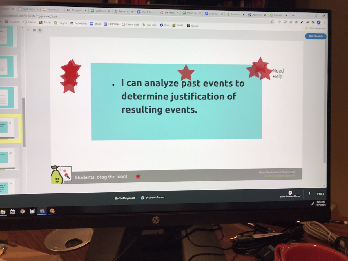Students using Pear Deck to self assess by dragging a star to “I’ve got it!” or “I need help” #c2cinwb #WBMS2020 @WBMSAPGraff @WBMSHughes