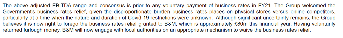 Amy_GDRetail's tweet photo. Looks like B&amp;M is the first non-food retailer to waive business rates relief - this will put pressure on others such as Pets at Home and Halfords to do the same https://t.co/wCjV35hoJ6
