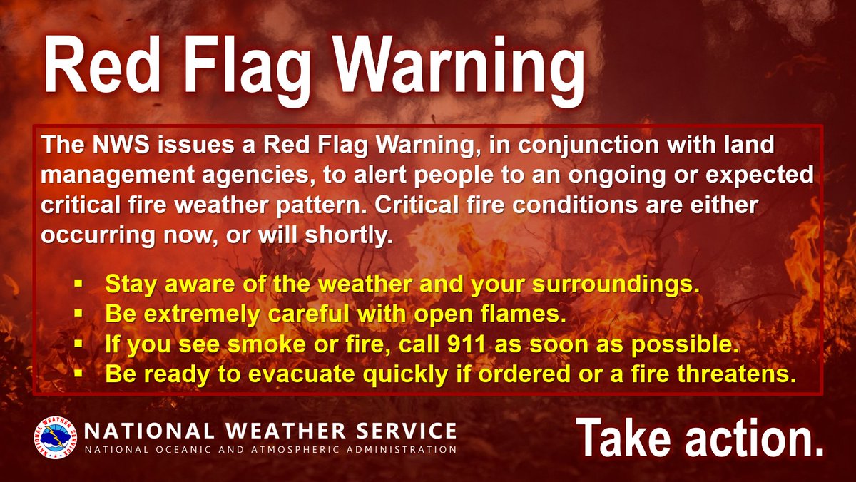 A #RedFlagWarning remains in effect until 6 PM Friday. 
What is a red flag warning? This means warm temperatures, very low humidities, and stronger winds are expected to combine to produce an increased risk of fire danger. More Info at bit.ly/2JoKPBr
📸: <a href="/NWSLosAngeles/">NWS Los Angeles</a>
