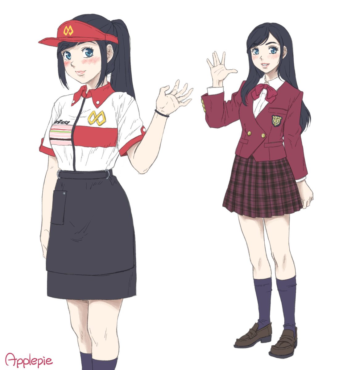 ファストフード店バイトJKの制服姿を追加
バイト時のポニーテールと対照的に髪を下ろすことでエロさが出ないかなと
#制服 #コスチューム #エロ同人 