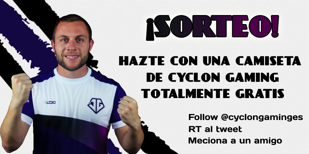 ¡Nuevo #SORTEO! 

Es tu oportunidad de conseguir una camiseta de Cyclon Gaming con tu nombre, totalmente #gratis 

Solo tienes que :

- Seguirnos : <a href="/CyclonGamingES/">Cyclon Gaming</a> 
- Haz RT a este tweet
- Menciona a un amigo (cuantos mas amigos mas posibilidades)

Solo península