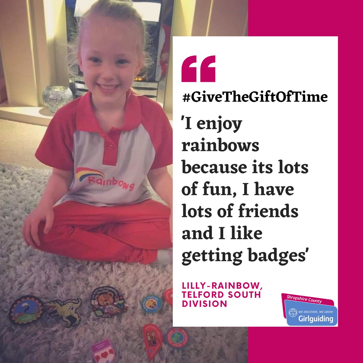 <a href="/GGShropshire/">Girlguiding Shropshire</a>, <a href="/ShropshireScout/">Shrophire Scouts</a> Shropshire Youth Association are asking you to #GiveTheGiftOfTime this Christmas.

Find out more at givethegiftoftime.co.uk 

#Shropshirescouts #Girlguidingshropshire #Shropshireyouthassociation