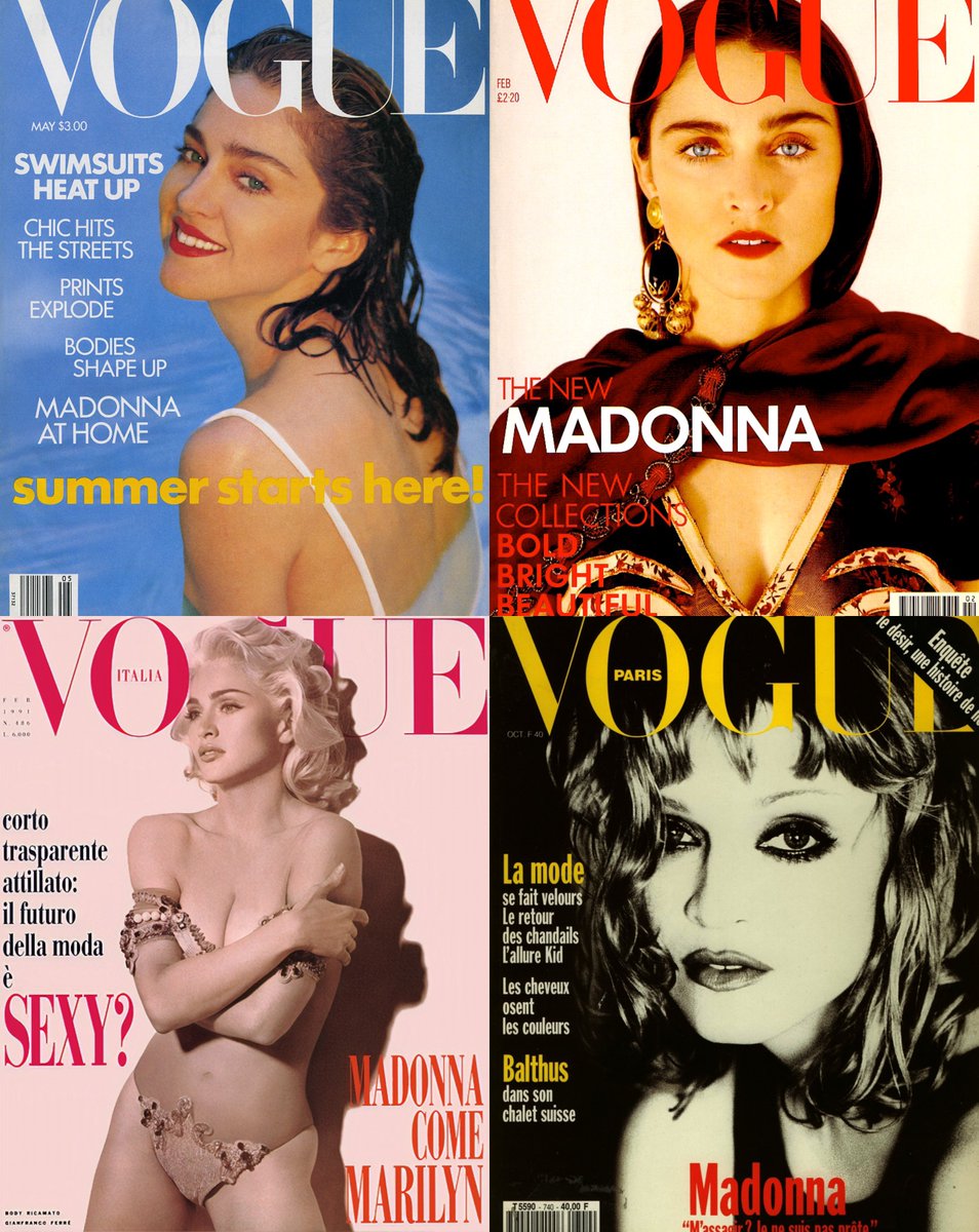 MADONNA Vogue US May 1989Vogue UK February 1989Vogue Italia February 1991Vogue Paris October 1993