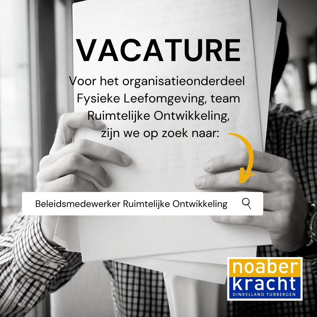 Gem_Tubbergen's tweet photo. Wij zoeken:
Beleidsmedewerker Ruimtelijke Ontwikkeling
(36 uur per week)
Nieuwsgierig of het iets voor jou is? Bekijk dan de vacature op onze website!
https://t.co/nWiV8L7RHb
.
#Tubbergen #Vacature https://t.co/aT9Ln19mUi