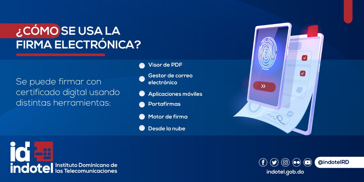 IndotelRD's tweet photo. Conoce algunas de las herramientas que se pueden utilizar para generar firmas electrónicas. https://t.co/emeEg8eg9V