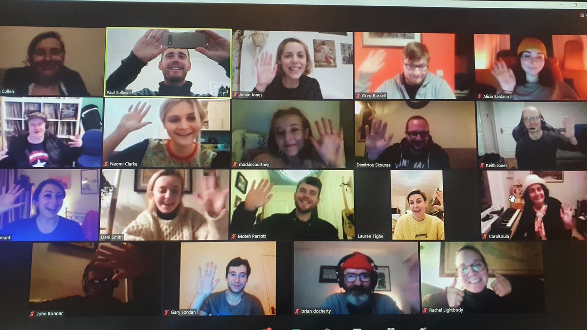 Some very happy faces at our <a href="/Musicares1/">Musicares</a> training get-together last night! Sharing learning on the techy bits of online tuition, keeping ourselves and others safe, and just how important it is to keep our creative workshops going for young people during COVID-19. What a bunch🍌🥰