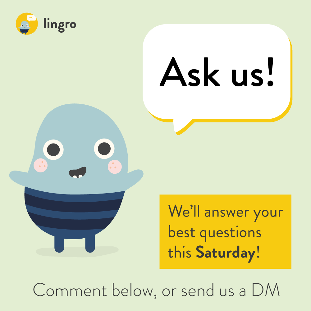 lingroapp's tweet photo. Itβs that time again, time for 'Ask us!' where each week you can ask us anything you want to know about Lingro and we'll share our answers with you on Saturday! Ask away π #Lingro #earlywordslastingchanges #wespeechies #playbasedslp #latetalkers #toddlerlanguageskills https://t.co/BfFRHHCp82
