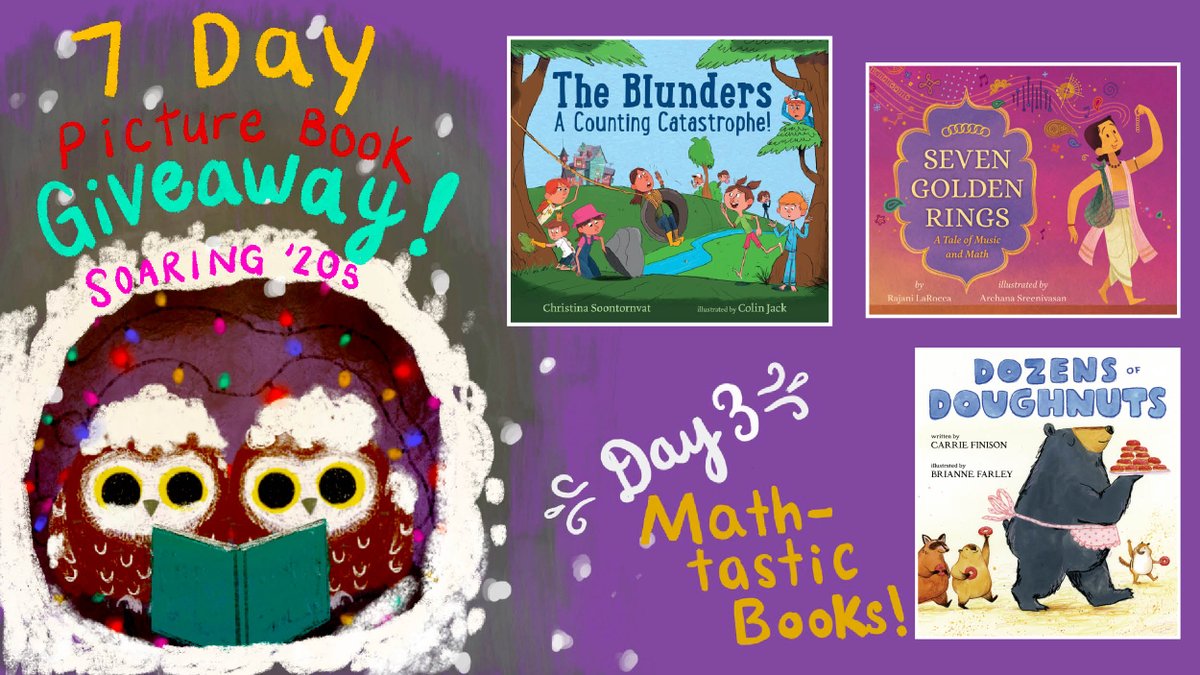 Soaring20sPB (@soaring20spb) on Twitter photo Solve your holiday gift-giving dilemmas with the Soaring 20s 7-day #bookgiveaway! Enter to win a different #picturebook bundle each day to give or keep on your shelf. Day 3 theme: MATH-TASTIC BOOKS.
❄️Follow <a href="/Soaring20sPB/">Soaring20sPB</a>
❄️Retweet/comment/tag a friend
Ends 12/10. US only. Solve your holiday gift-giving dilemmas with the Soaring 20s 7-day #bookgiveaway! Enter to win a different #picturebook bundle each day to give or keep on your shelf. Day 3 theme: MATH-TASTIC BOOKS.
❄️Follow <a href="/Soaring20sPB/">Soaring20sPB</a>
❄️Retweet/comment/tag a friend
Ends 12/10. US only.