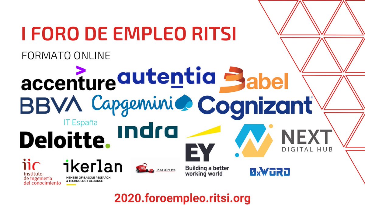 🔴 ¿TE HAS ENTERADO?
MAÑANA, 4 de diciembre, es nuestro I #ForoEmpleoRITSI 🤩

Por eso, te recordamos todas las empresas que van a participar, pero también... ¡las ofertazas que traen! 

Puedes inscribirte aquí 👉 2020.foroempleo.ritsi.org

Sigue el hilo para no perderte nada 👇