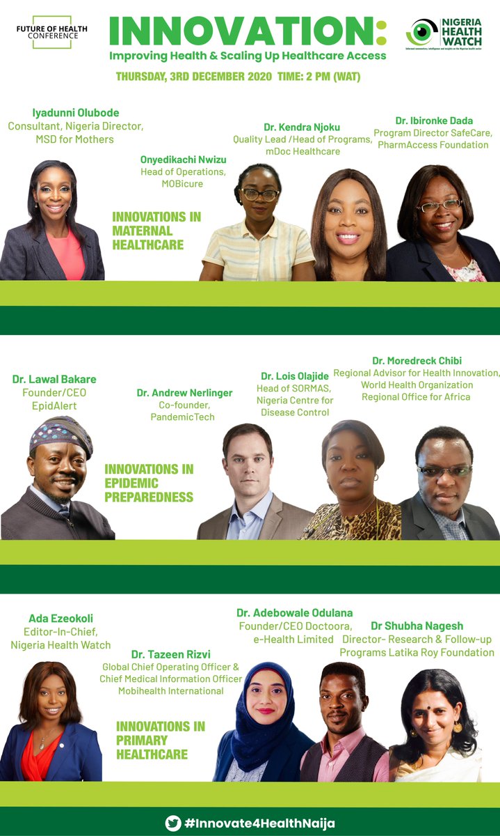 The much-anticipated  #Innovate4HealthNaija Conference is finally here!!! Join us now as we discuss innovations in maternal health, epidemic preparedness and primary healthcare, that are improving healthcare access.Watch live:  https://www.facebook.com/nigeriahealthwatch