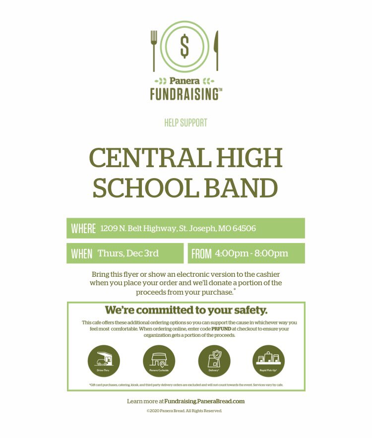 Dotcon04's tweet photo. Panera fundraising night happens tonight! 4-8pm show the flyer or use the PRFUND for online orders! @bands_central https://t.co/PFs26eHAhN