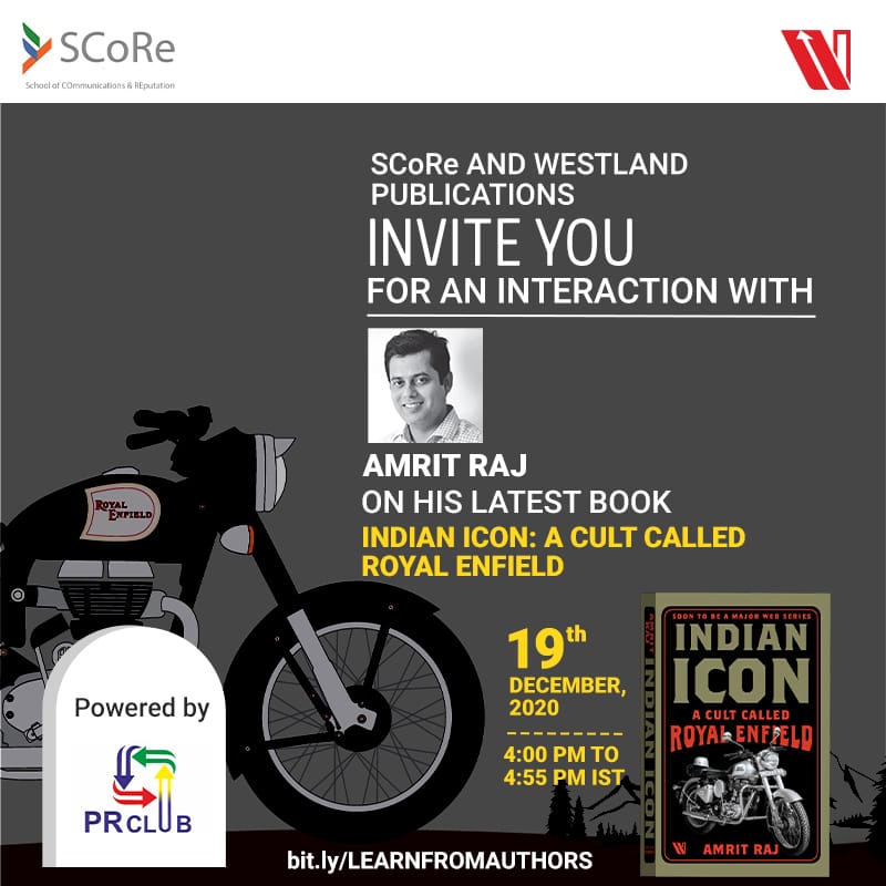 SCoReInd's tweet image. The #PRSchool invites you to #LearnWithSCoRe and meet two authors whose books have recently launched - @AbhijitBhaduri &amp;amp; @AmritRaj86

Saturday, Dec 19 - 3 pm to 5 pm. 

Sign up at bit.ly/LEARNFROMAUTHO…
