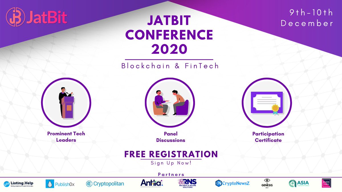 dev_nomic's tweet photo. The JatBit Conference 2020 will feature dedicated talks on how blockchain is disrupting the FinTech market and helping create a new global economy.

Registration is free! Sign up:
https://t.co/nCVkijgzG2

#blockchain #fintech #event #jatbitconference #jatbit #rnssolution https://t.co/F0tQQjYqsK