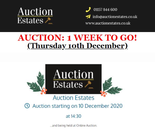 auctionestates1's tweet photo. Our final auction of the year will be streamed live in 1 week as we hold another remote auction. #auction #property #remotebidding #remoteauction #buy #sell #christmas https://t.co/2tBQRa9phD
