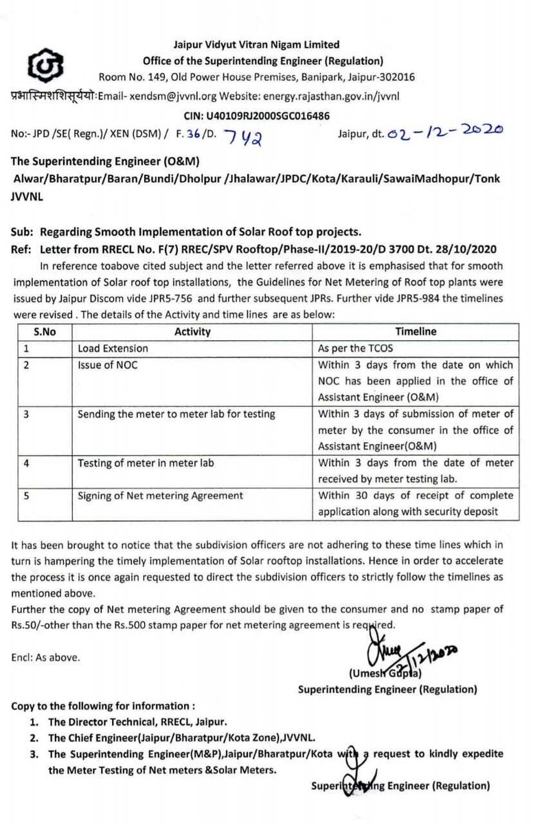 rearindiaa's tweet photo. After lot of interventions by 𝗥𝗘𝗔𝗥, the specific instructions has been issued by 𝗡𝗼𝗱𝗮𝗹 𝗢𝗳𝗳𝗶𝗰𝗲𝗿, 𝗝𝗩𝗩𝗡𝗟 regarding the timelines to be followed for 𝗡𝗢𝗖, 𝗠𝗲𝘁𝗲𝗿-𝘁𝗲𝘀𝘁𝗶𝗻𝗴, 𝗡𝗲𝘁-𝗺𝗲𝘁𝗲𝗿𝗶𝗻𝗴 etc!
Thanks to all you support
#solar #rear #netmeter https://t.co/AdoggOZ628