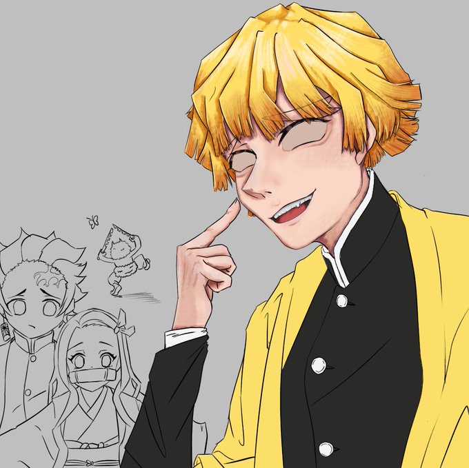 レオパ🐆さんがTwitterに投稿した我妻善逸(鬼滅の刃)のイラスト。