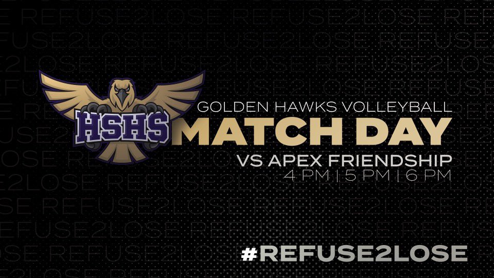 ITS GAME DAY! Home game today vs. Apex Friendship. 4:00, 5:00, 6:00. Catch it live on the NFHS Network.