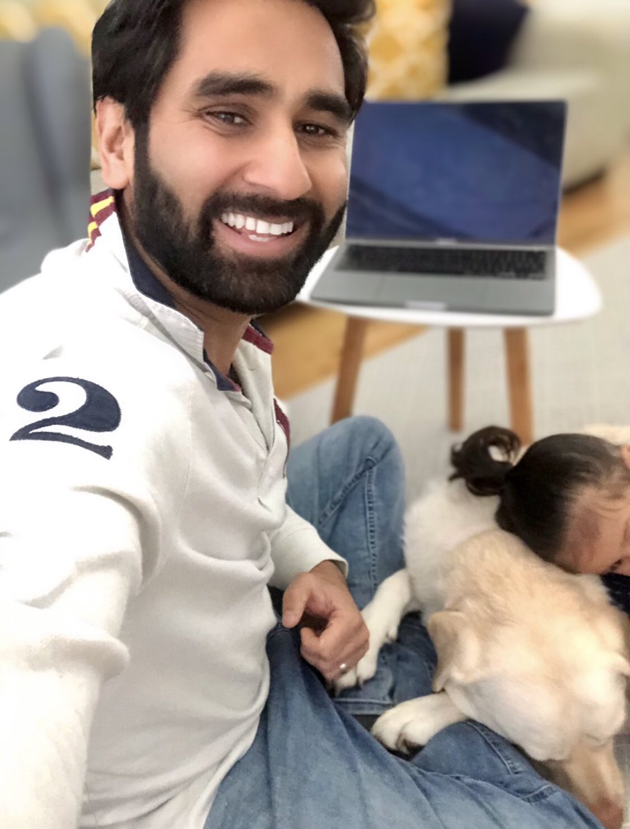 Post lunch, I’m sat on the floor with Kika asleep on my lap & the little lady snoozing on her. 

Concentrating on a virtual meeting with a snoring dog & a toddler who laughs in her sleep is difficult but honestly, I wouldn’t change it for the world 😃 
#BlindDad #BlindParent