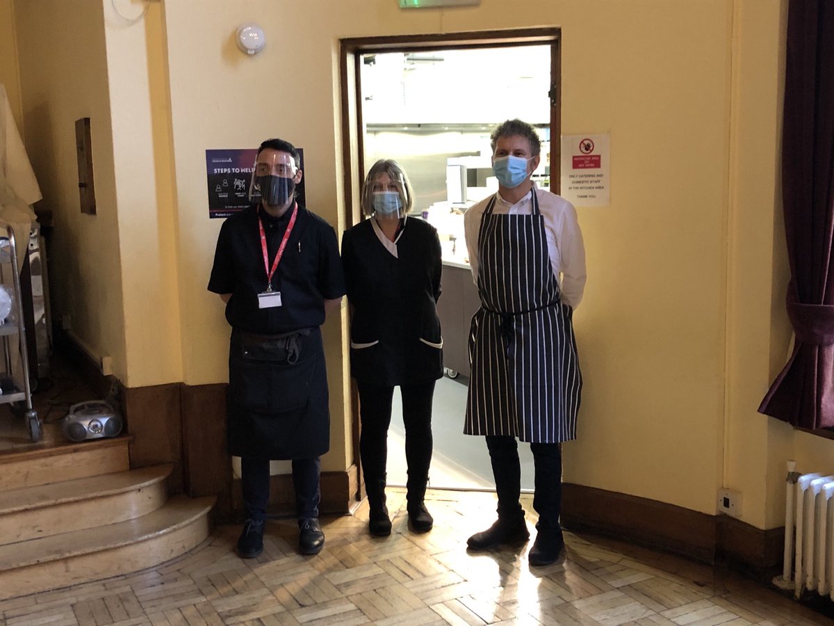 quadview's tweet image. Part of our heroic catering team who have looked after us so well this term, posing after a socially distanced Christmas lunch!