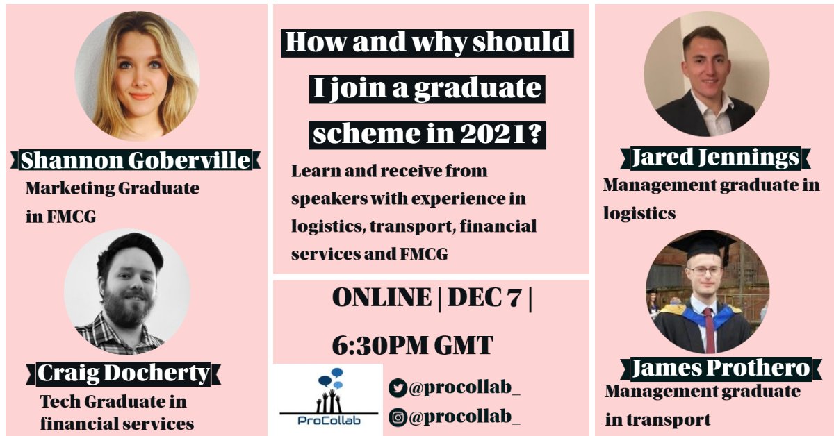 ProCollab_'s tweet image. Our FREE upcoming panel event will guide the careers of current and future graduates. If you are still yet to receive your ticket or would like to invite friends to join, then sign up at: lnkd.in/dVHnukQ
#graduate #career #network #professionaldevelopment #mentor