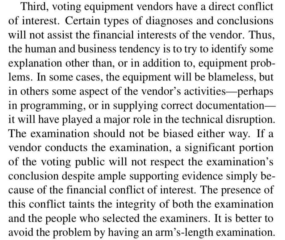 “...vendors have a direct conflict of interest...”