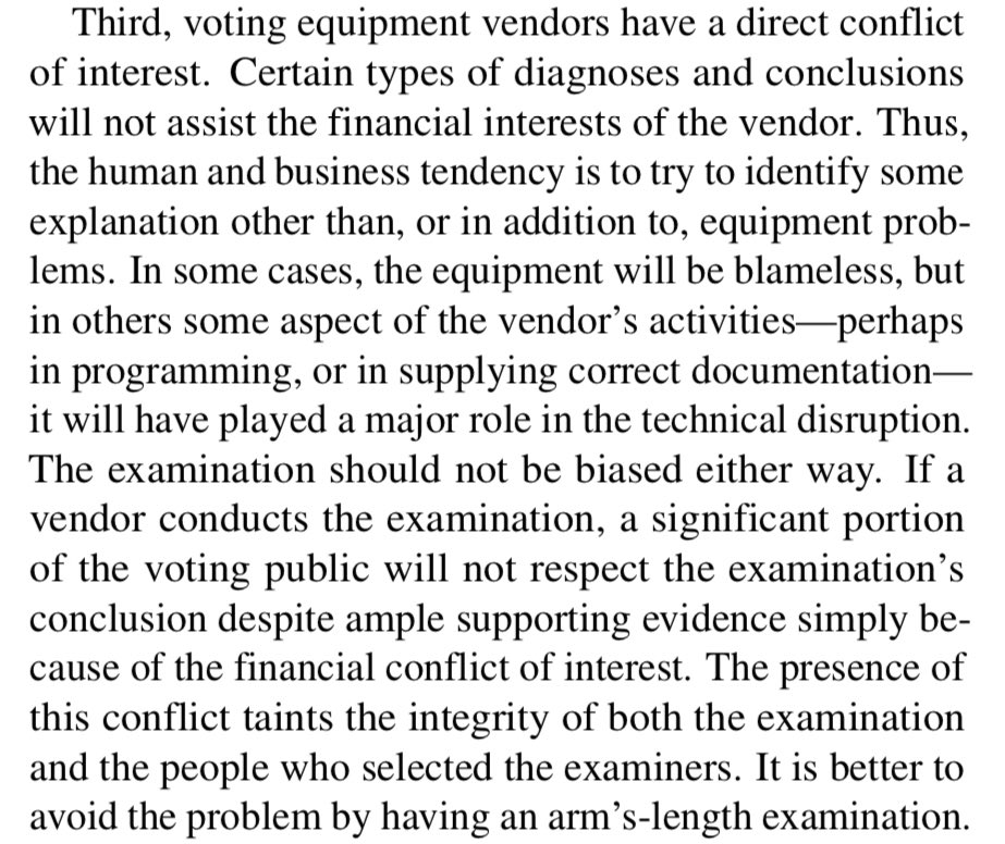 “...vendors have a direct conflict of interest...”
