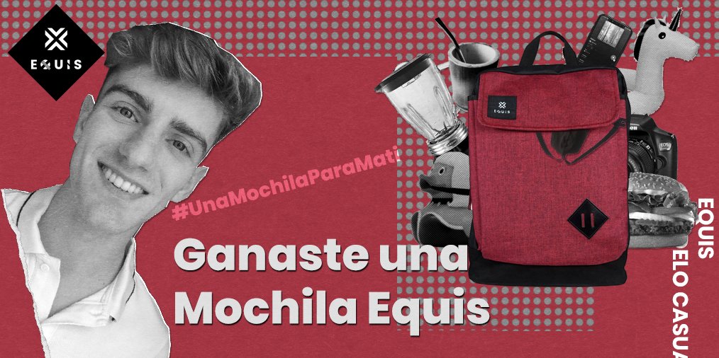 equismx's tweet photo. @matiasarzubi #UnaMochilaParaMati es justo para que puedas salir de casa con todo lo que se te ocurra. Llévate hasta el perro si quieres, pero déjalo respirar.😜 Con @MochilasEquis llega tan lejos como quieras. ¡Dale mándanos un DM para iniciar tu aventura! https://t.co/rhjoeI49H4