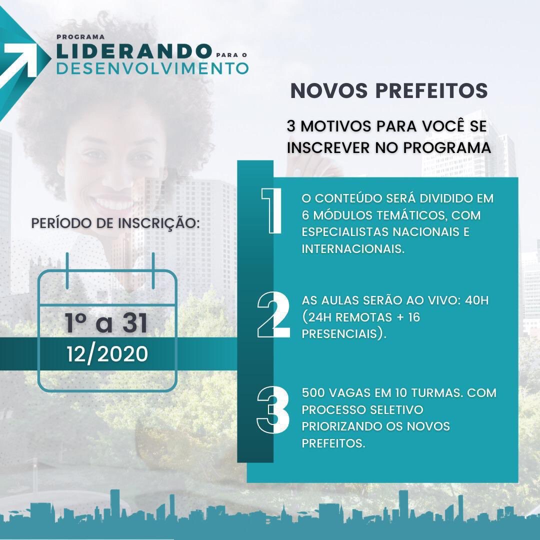 Mais uma grande iniciativa da <a href="/EnapGovBr/">Enap</a>! Curso com os conteúdos mais importantes para os novos prefeitos. É o Governo Federal, através da Escola Nacional de Administração Pública, apoiando a profissionalização e o aprimoramento da gestão pública.