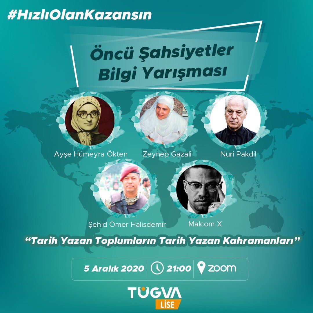 Nuri Pakdil, Zeynep Gazali, şehidlerimiz.. 

Neden tarih bu isimleri altın harflerle hafızalara kazıdı?

Sonu ödüllerle dolu, öncü şahsiyetlerin hayatlarından hazırlanan sorularla yarışmaya hazır mısın?

Başvurmak için 👇
linktr.ee/tugvalise

#HızlıOlanKazansın 🚀