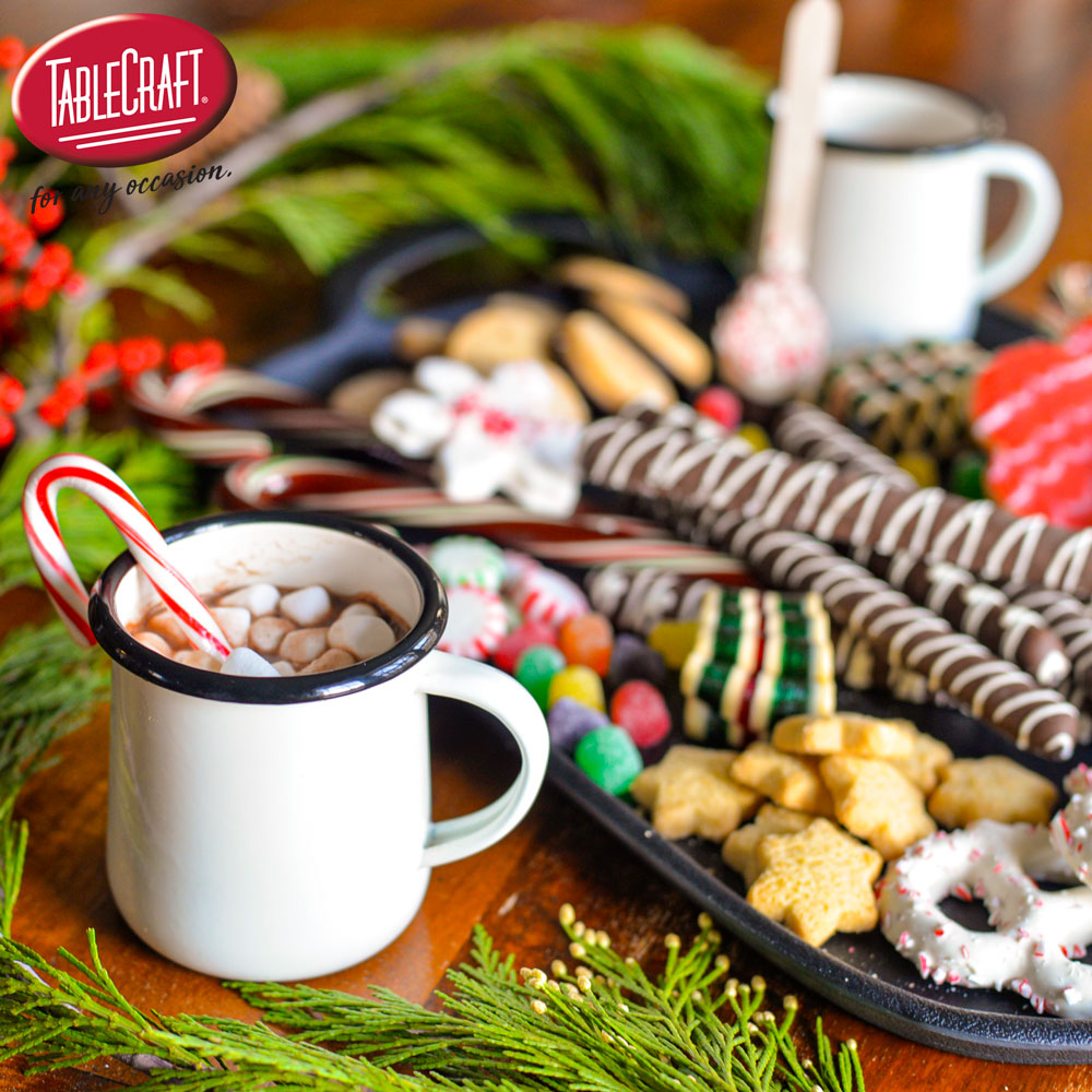 TableCraftHome's tweet image. Cookie assortments and a cup of hot chocolate (served in our small Enamelware Collection mug H80001), these are a few of our favorite things. 🎄😍

#EnamelwareCollection #MugsofHotChocolate #IllTakeTwo #ChristmasTreats #NationalCookieDay
