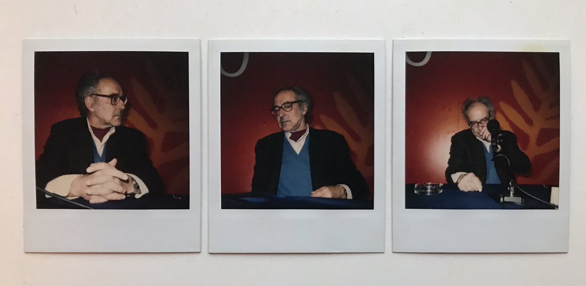 KSinisalo's tweet photo. Joyeux anniversaire, monsieur Jean-Luc Godard, 90 ans aujourd’hui! 
Näin lähelle olen päässyt idoliani. Ilo kohtaamisesta ei näytä olleen molemminpuolinen.
#JLG #JeanLucGodard #JeanLucGodard90 #JLG90 #Polaroid #notremusique #Cannes2004 @Festival_Cannes https://t.co/3yNY7FcstH