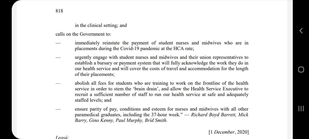 Next, it's important to have read the full text of the motion. It goes well beyond the pay to include travel and accommodation costs, abolition of all fees for frontline workers and the length of the working week. Whether you agree with these goals or not.....