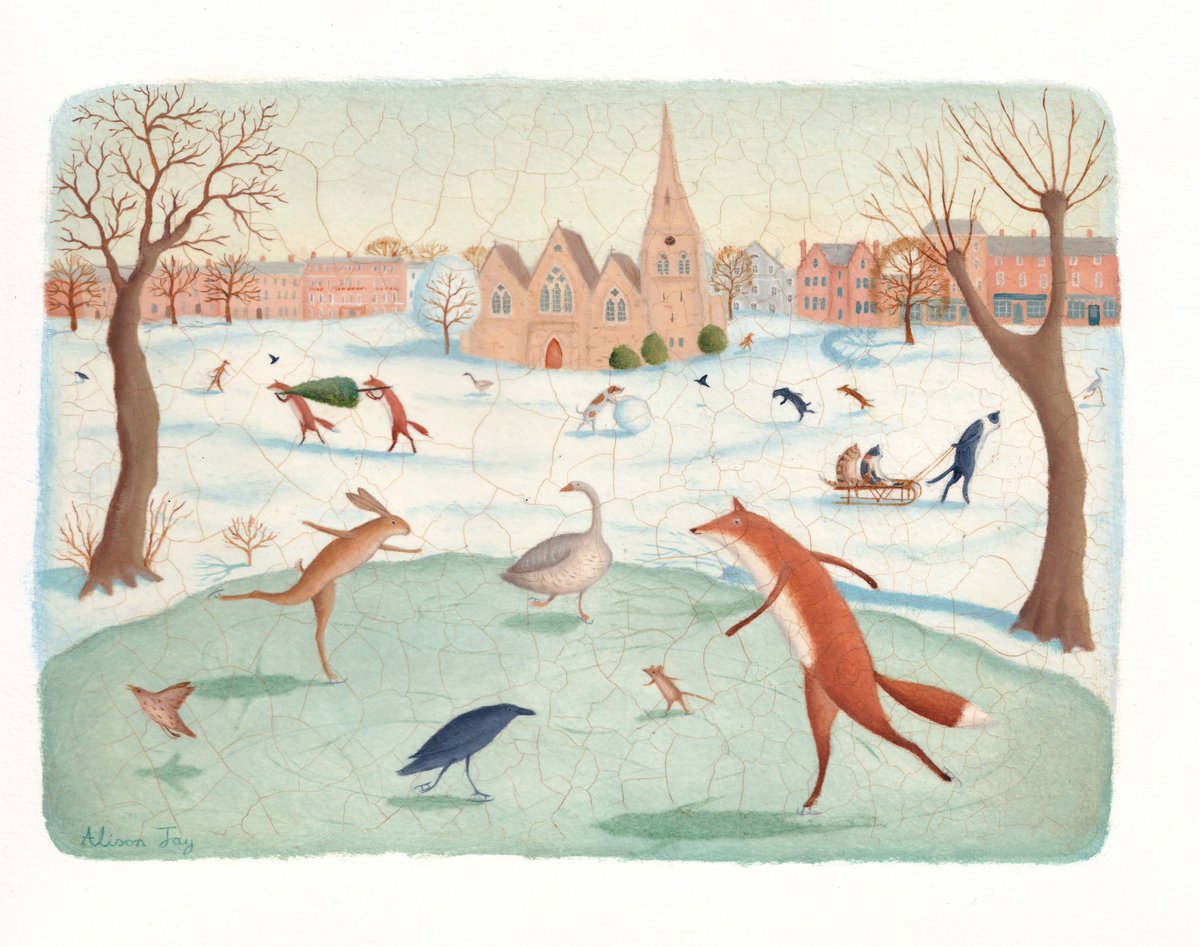 Blackheath Society Christmas Card Skating on Hare and Billet Pond   