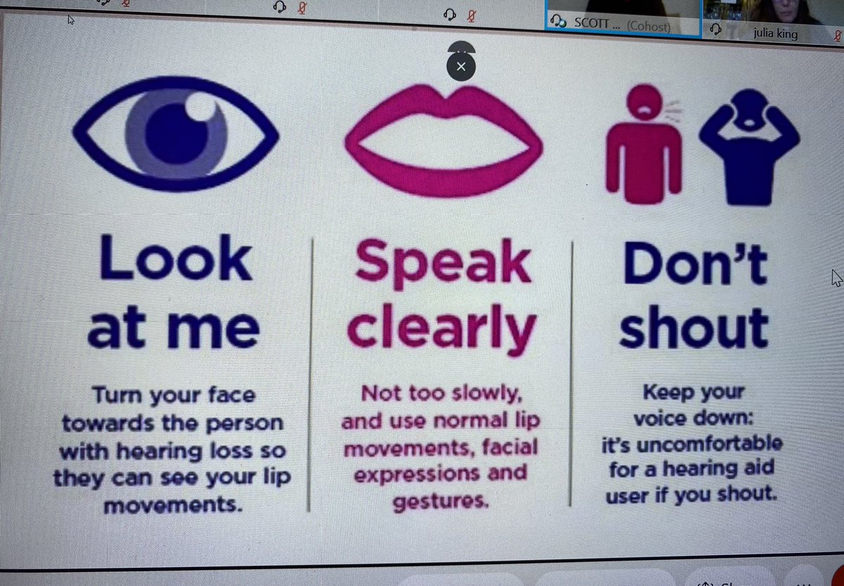 A really informative session today from <a href="/RNID/">RNID</a> about #HearingLoss 12 million people suffer from hearing loss in the UK. Remember if someone asks you to lower your face mask it may be in order to lip-read #inclusion #InternationalDayofPersonswithDisabilities