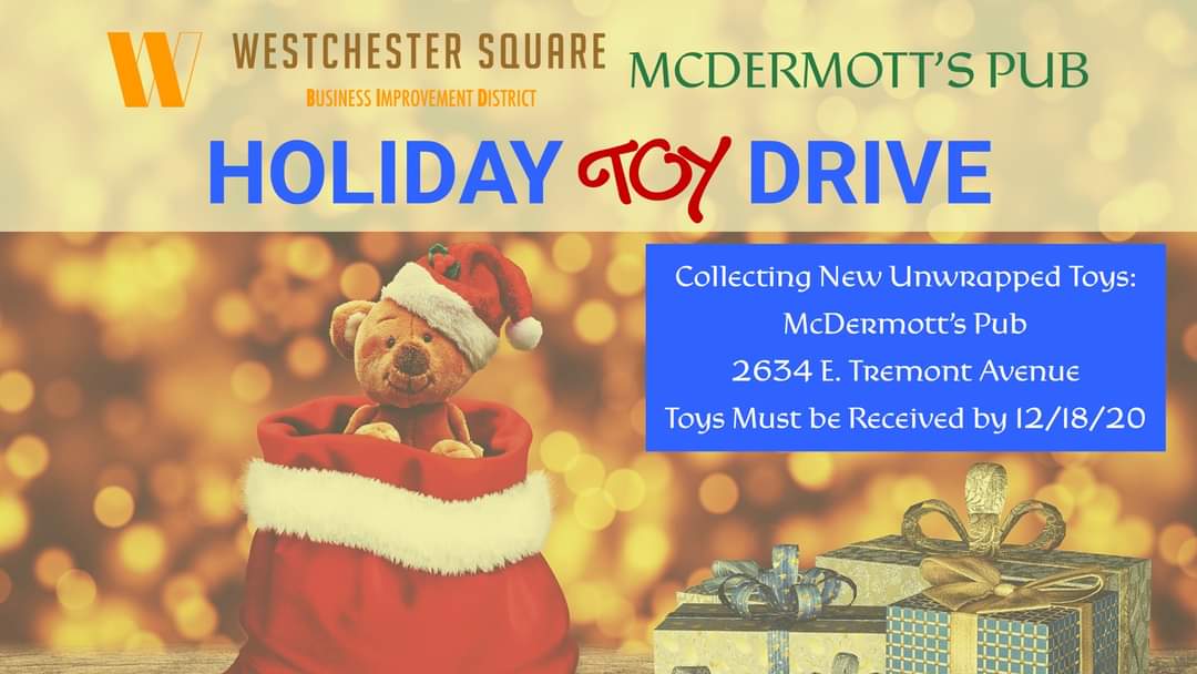 WSBID's tweet image. Hey everyone! Together with McDermott's Pub, we are doing a toy drive to benefit children in need. If you would like to participate, please drop off a new unwrapped gift for a child at McDermott's Pub located at 2634 E Tremont Avenue. Toys need to be received by December 18th.