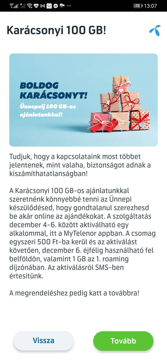 TelefonGuru's tweet photo. Egyszeri 100 GB belföldi mobilnet most 500 forintért vásárolható meg a decemberi hétvégékre, valamint karácsony idejére. https://t.co/jg7e00CMJm #Telenor #mobilnet #100GB #akció https://t.co/Bg2FQFOQy5