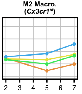 This result got me especially excited- look at how this subset of M2 macro's differentially co-localizes with different myogenic cell states (quiescent vs. activated vs. fusing). This to me says that there is a specific interaction here that triggers maturation