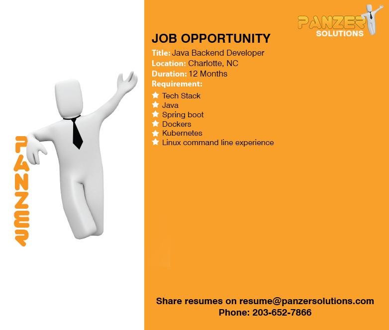 panzersolution's tweet image. Job Title: Java Backend Developer
Location: Charlotte, NC
Share resumes on resume@panzersolutions.com
Or for more info click on the below link
panzersolutions.com/view_job_oppor…
#PanzerSolutions #JavaBackendDeveloper #Java #Backend #Developer #jobseekers #latestjobs #jobs