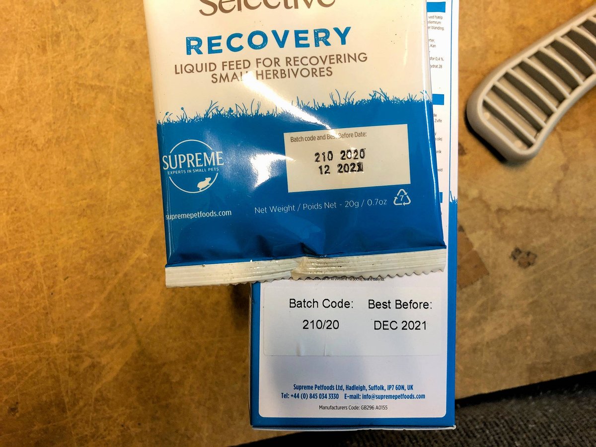 TheHayExperts's tweet photo. @RabbitsLoveHay Of course - we still have some of that batch in stock, so have snapped a picture for you of the outer box, and can confirm that batch number has an expiry date of December 2021. Hope this helps! https://t.co/sYY2xocgdr
