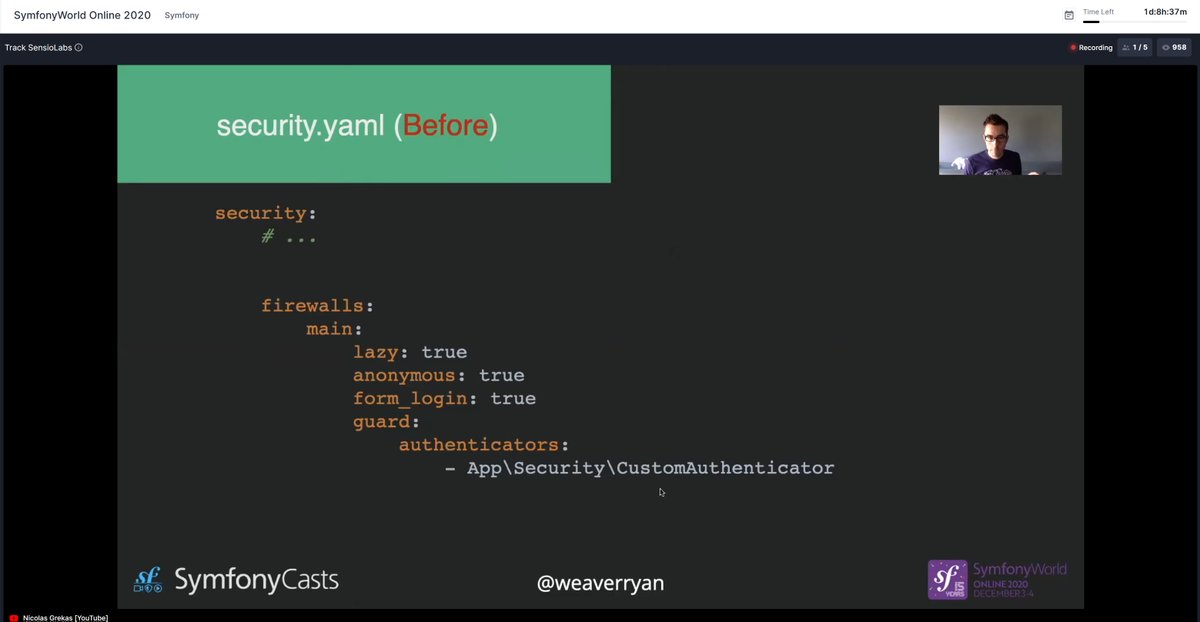 innersonics's tweet image. ⭐️First track, last talk! This time with @weaverryan, talking about #symfony security component.

What a lively and enthusiast talk! Love it bro! This is really cool to watch. &amp;lt;3

#SymfonyWorld