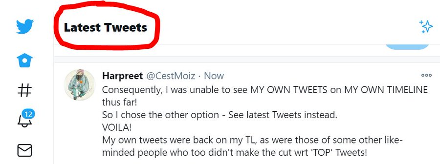 No it may be fine for folks who use Twitter via a laptop / desktop and get to see the 'Home' / 'Latest Tweets' message on top of their screens.