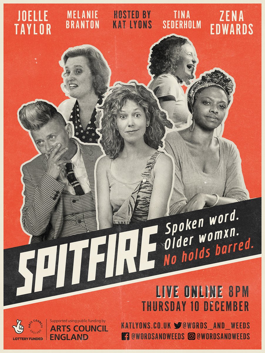 Just 1 WEEK until we'll be prepping to go live on Zoom. Have you got your ticket yet? bit.ly/SpitfireKatLyo… Featuring an incredible line-up: @JTaylorTrash @ZenaEdwards @sapiencedowne and @tina_sederholm Supported by @ace_national, @BWV2, @ApplesAndSnakes, @BristolFerment