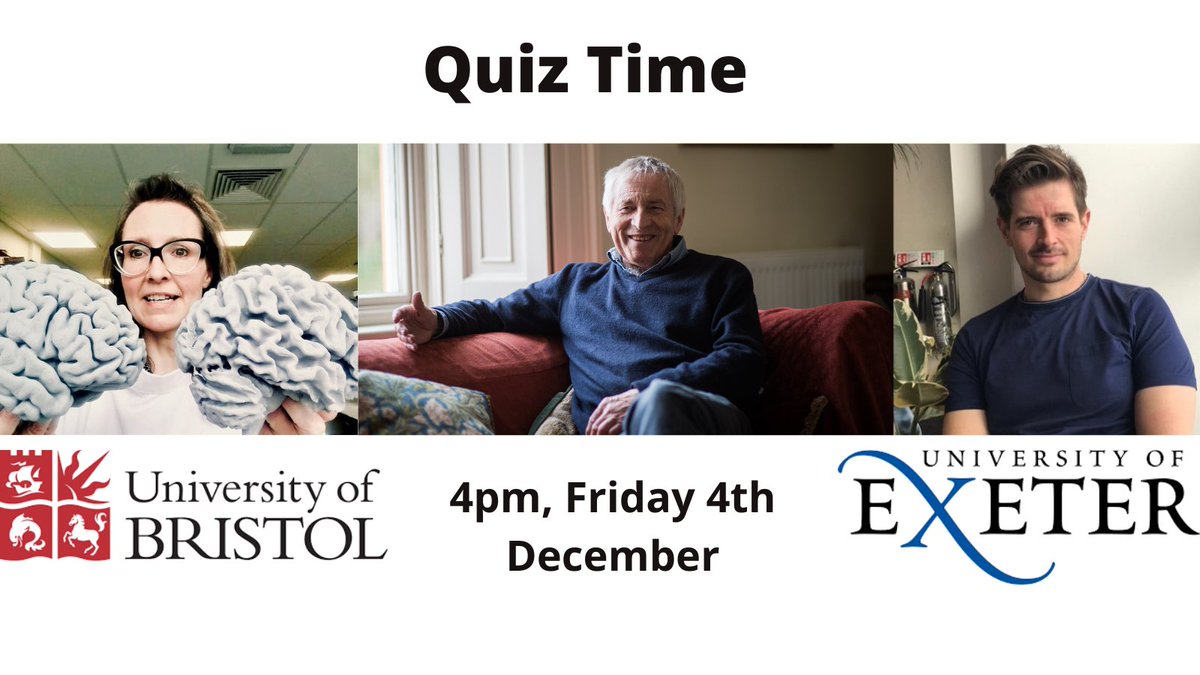 BRACE Dementia Research (@alzheimersbrace) on Twitter photo Find out who is the smartest of them all, tomorrow, at 'A Christmas Cracker.'
<a href="/dimbleby_jd/">Jonathan Dimbleby</a> will be pitting <a href="/BristolUni/">University of Bristol</a> scientists against <a href="/UniofExeter/">University of Exeter</a> scientists in this fun quiz.
Tickets are FREE, donations to #dementia #research welcome.
Book now👉buff.ly/2HMVIvv Find out who is the smartest of them all, tomorrow, at 'A Christmas Cracker.'
<a href="/dimbleby_jd/">Jonathan Dimbleby</a> will be pitting <a href="/BristolUni/">University of Bristol</a> scientists against <a href="/UniofExeter/">University of Exeter</a> scientists in this fun quiz.
Tickets are FREE, donations to #dementia #research welcome.
Book now👉buff.ly/2HMVIvv