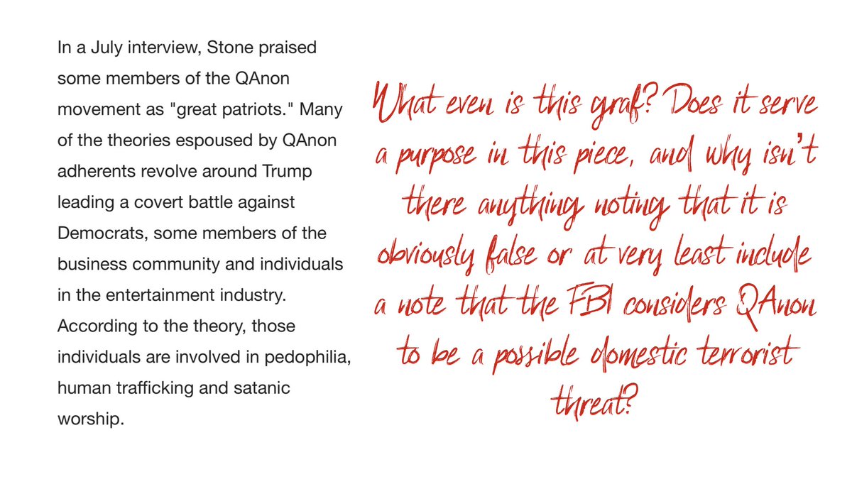 Nowhere in this Newsweek article does it say that a.) this is obviously false, b.) that Stone has zero evidence for his claim, or c.) that QAnon is false.Newsweek is such garbage.  @NancyCooperNYC, how do you sleep at night knowing this is what you’re putting out into the world?