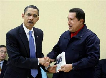 14)Appeasement 101“President Obama shook hands with the dictator, as usual, and said he wanted to be friends and reset US-Venezuelan relations. Chavez responded by presenting Obama with a book that claims the United States plunders Latin America.”
