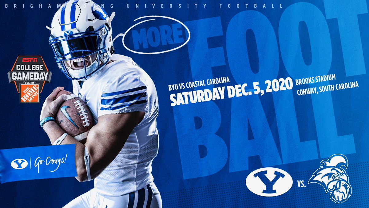 BYU and Coastal Carolina have announced a game on Dec. 5, 2020, at Brooks Stadium in Conway, South Carolina.
ESPN’s College Gameday will be on site for the matchup, and the game will be broadcast at 5:30pm EST on ESPNU.
➡️ https://t.co/hDhdJGN6Xw
#BYUFOOTBALL #GoCougs https://t.co/DB2Qg5jf3T