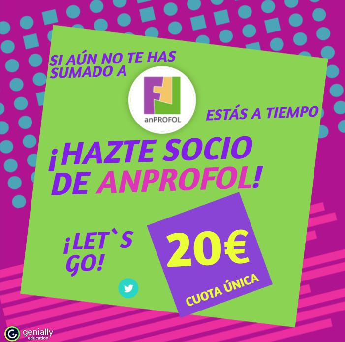 ANPROFOL's tweet photo. 🔊¡A todo el #ProfesoradoDeFOL! Es el momento de unirte a #AnProFOL💪sumar fuerzas y aportar tu visión de #FOL ¡Hazte socio! ✅https://t.co/lOg53pPRVr https://t.co/RwGmxL1U18